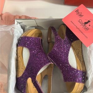 Corkys Women's Glittery Purple Wedges